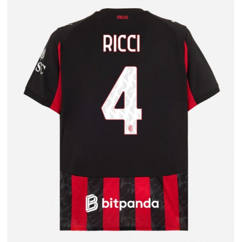 Stroje piłkarskie AC Milan Samuele Ricci #4 Koszulka Podstawowej 2025-26 Krótki Rękaw